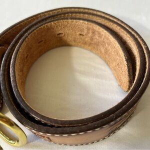 Tony Lama Leather Belt "Margie" embossed Floral Design Size 34 Removable Buckle
